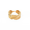 Ion Plating(IP) 304 Stainless Steel Leaf Wrap Open Cuff Ring for Women RJEW-S405-213G-1