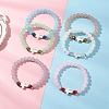 6Pcs Round Spray Painted Imitation Jade Glass Beads Stretch Bracelets for Women BJEW-JB12881-1