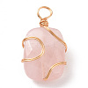 Natural Rose Quartz Rectangle Pendants PALLOY-JF02106-03-1