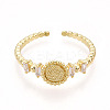 Brass Micro Pave Clear Cubic Zirconia Cuff Rings for Women KK-T070-113-2