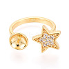 Star Brass Micro Pave Cubic Zirconia Cup Peg Ring Settings LS-KK-N274-06G-2
