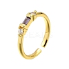 Brass Micro Pave Cubic Zirconia Cuff Rings for Women RJEW-H247-22G-4