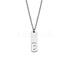 304 Stainless Steel Rectangle with Laser Cut Initial Pendant Necklaces FS-WG71FEF-06-1