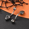 Snake Head 316 Surgical Stainless Steel Cubic Zirconia Belly Button Rings EJEW-G416-16AS-02-2