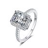 Rhodium Plated 925 Sterling Silver Micro Pave 5x7mm Cubic Zirconia Finger Rings for Women WG8E258-26-6