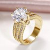 Brass Micro Pave Cubic Zirconia Finger Rings for Women FS-WGB56BB-13-1