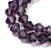 Purple Color Faceted Bicone Glass Beads Strands X-GLAA-S026-6mm-03-2