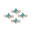 Brass Pave Glass Rhombus Links Connector Charms GLAA-Q088-001C-1