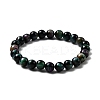 Natural Dyed & Heated Tiger Eye Round Beaded Stretch Bracelets for Men Women BJEW-JB12538-2