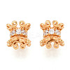 925 Sterling Silver Pave Clear Cubic Zirconia Flower Beads STER-T008-40G-1