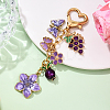 Grape Flower Butterfly Alloy Enamel Pendant Decorations HJEW-YW00149-4