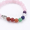 Natural Rose Quartz Stretch Bracelets BJEW-P180-B06-2