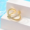 Adjustable Brass Micro Pave Clear Cubic Zirconia Cuff Rings X-RJEW-F101-17G-4