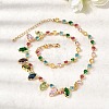 Brass Pave Colorful Cubic Zirconia Geometric Link Chain Necklaces NJEW-C111-03A-3
