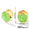 Vintage Brass Enamel Mountain Camellia Hoop Earrings AP2045-2-1