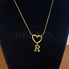 304 Stainless Steel Heart with Initial Pendant Necklaces for Women FS-WG4DC9E-18-1