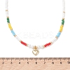 Valentine's Day 304 Stainless Steel Heart Pendant Glass Seed Beaded Necklaces for Women NJEW-MZ00146-03-3