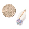 6Pcs 6 Colors Natural Cowrie Shell with Acrylic Flower Pendants PALLOY-JF04524-2