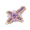 Glass Seed Beaded Cross Pendants PALLOY-MZ00826-03-4
