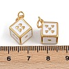 304 Stainless Steel White Enamel Heart Dice Charms with Jump Rings STAS-P410-16G-3