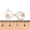 Brass Micro Pave Cubic Zirconia with Natural Pearl Pendants KK-Z146-07A-01-3