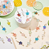 50Pcs Gradient Color Baking Paint Transparent Glass Starfish & ABS Plastic Imitation Pearl Connector Charms PALLOY-AR00033-4