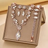 Horse Eye Brass Rhinestone Cup Chains Pendant Necklaces & Bracelets & Stud Dangle Earrings Sets FS-WGAAA30-04-1