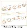 ANATTASOUL 9 pairs 9 style Spiral Vortex & Lotus & Leaf & Sunflower Alloy Dangle Earrings for Women EJEW-AN0002-75-3