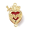 Brass with Glass Dark Red Sacred Heart Connector Charms KK-L253-27G-03-1