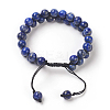 Adjustable Natural Lapis Lazuli Braided Bead Bracelets BJEW-E351-01A-2