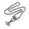 304 Stainless Steel Skull Wheat Chain Viking Mjolnir Thor Hammer Pendant Necklaces for Men NJEW-K278-02AS-2