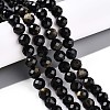 Natural Golden Sheen Obsidian Beads Strands G-S345-8mm-20-2