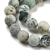Natural Tree Agate Frosted Agate Round Gemstone Beads Strands G-O151-01-6mm-4
