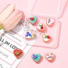 8Pcs 8 Colors Painted Glass Beads Enamel Beads Heart with Fruit LAMP-FS0001-51-8