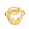 Ion Plating(IP) 304 Stainless Steel Bat Adjustable Ring for Women RJEW-B027-04G-2
