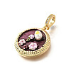 Brass Micro Pave Cubic Zirconia & Enamel Pendants KK-R222-14G-03-2