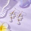 Plastic Pearl with Brass Dangle Earrings for Women EJEW-JE05991-2