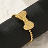 Bowknot 304 Stainless Steel Open Cuff Rings for Women RJEW-G338-08G-1