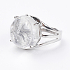Adjustable Natural Quartz Crystal Finger Rings RJEW-F075-01G-2