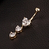 Real 18K Gold Plated Brass Cubic Zirconia Navel Ring Navel Ring Belly Rings AJEW-EE0001-18-3