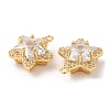 Brass and Clear Cubic Zirconia Pendants ZIRC-Q202-06G-2