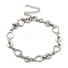 Non-Tarnish 304 Stainless Steel Heart Link Chains Bracelets for Men & Women LS-BJEW-D042-08P-1