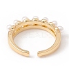 Clear Cubic Zirconia Open Cuff Ring with Acrylic Pearl KK-E005-05G-3