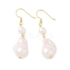 Electroplated 304 Stainless Steel Imitation Pearl Dangle Earrings LS-EJEW-Z129-18G-4