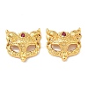 Brass Micro Pave Hot Pink Cubic Zirconia Fox Mask Connector Charms X-KK-H526-11G-01-1