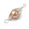 Copper Wire Wrapped Shell Pearl Connector Charms PALLOY-JF03114-01-5