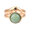 Round Natural Green Aventurine Finger Rings RJEW-N046-10C-1
