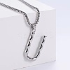 3Pcs 304 Stainless Steel Textured Letter Pendant Box Chain Necklaces LW4134-47-1