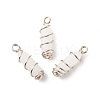 Natural White Jade Double Terminal Pointed Pendants PALLOY-JF01686-05-1