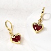 Heart Brass Glass Hoop Earrings EJEW-P333-09D-G-3